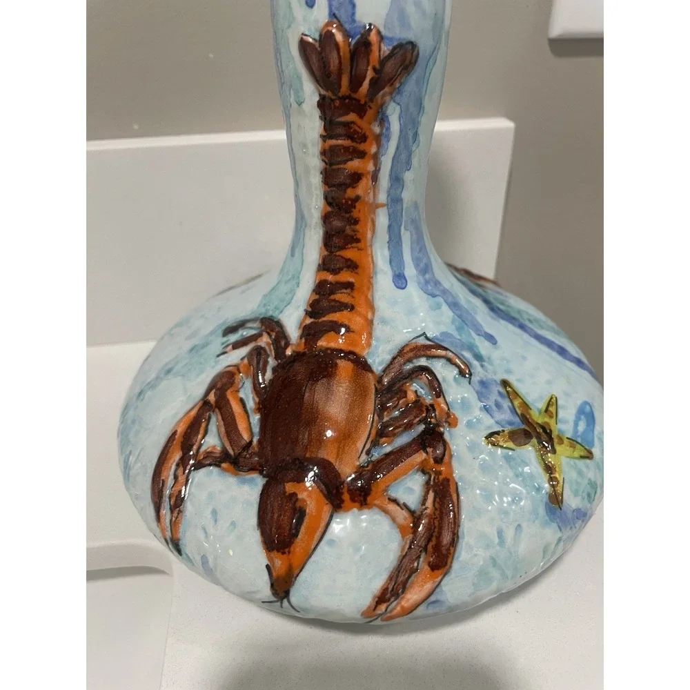 Vintage MCM SAM Italy Republic Of San Marino 3D Lobster‎ Sea Life Pottery Vase